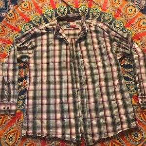 Men's Purple and Green Plaid Long Sleeve